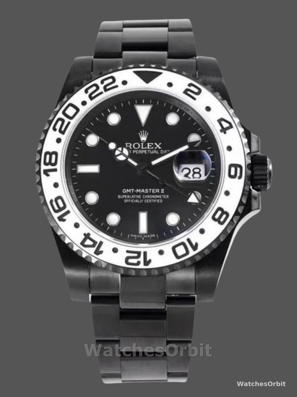 Rolex GMT Master II Black PVD/DLC Coated Black Dial Stainless Steel 16710 Men's Watch