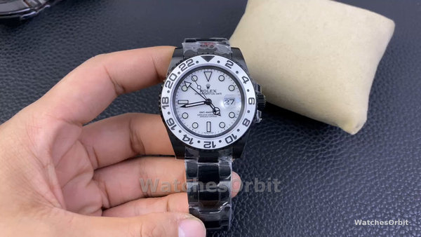 Men's Rolex GMT-Master II Black PVD/DLC Coated with White Dial Stainless Steel White Dial