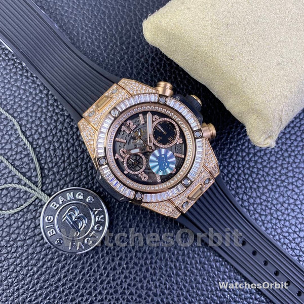 Mens Hublot Big Bang 44mm  421.OX.1180.RX.0904 Black Skeleton Dial Replica Watch Image