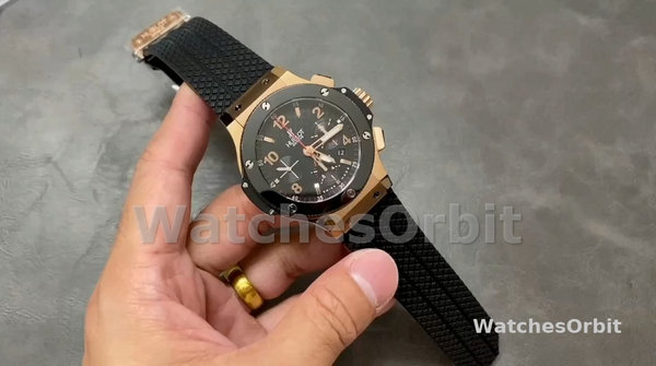 Replica Heren Hublot Big Bang 301.PB.131.RX 44MM Zwart Rubber Strap Zwart