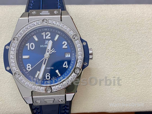 Womens Hublot Big Bang One Click 39mm Ladies Timepiece 465.SX.7170.LR.1204 Blue Replica Watch Image