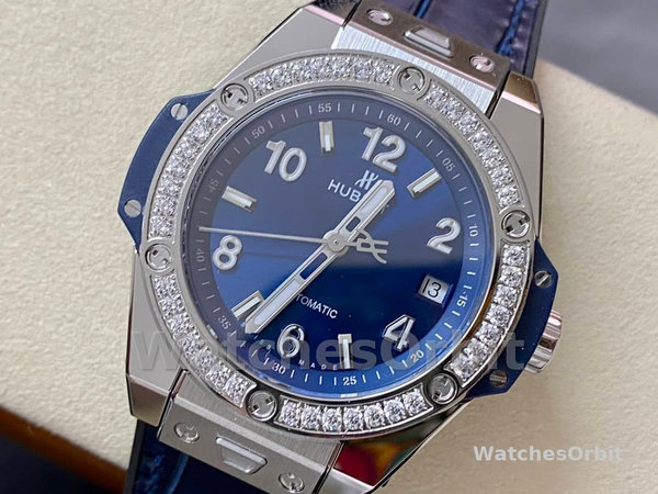 Womens Hublot Big Bang One Click 39mm Ladies Timepiece 465.SX.7170.LR.1204 Blue Replica Watch Image