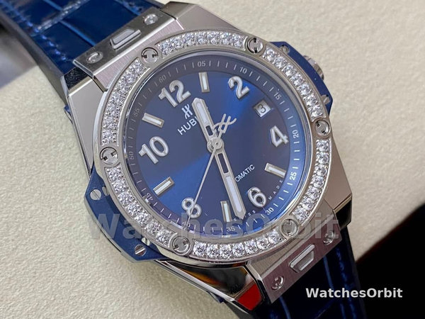 Womens Hublot Big Bang One Click 39mm Ladies Timepiece 465.SX.7170.LR.1204 Blue Replica Watch Image