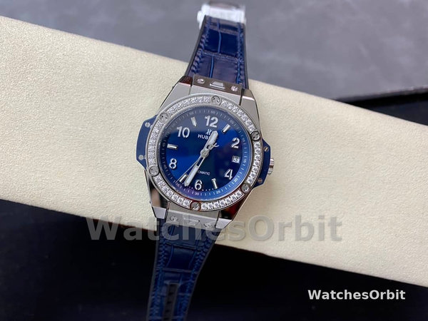 Womens Hublot Big Bang One Click 39mm Ladies Timepiece 465.SX.7170.LR.1204 Blue Replica Watch Image