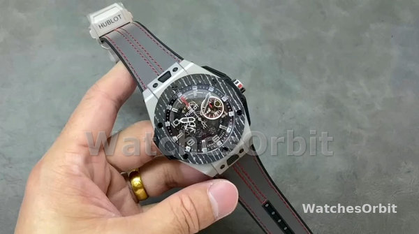 Men's Hublot Big Bang Unico Ferrari 45mm 401.NJ.0123.VR Black Skeleton Dial