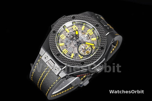 Mens Hublot Big Bang Unico Ferrari 45mm 401.NJ.0123.VR Black Skeleton Dial Replica Watch Image