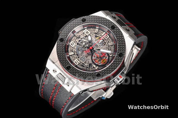 Mens Hublot Big Bang Unico Ferrari 45mm 401.NJ.0123.VR Black Skeleton Dial Replica Watch Image