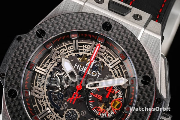 Mens Hublot Big Bang Unico Ferrari 45mm 401.NJ.0123.VR Black Skeleton Dial Replica Watch Image