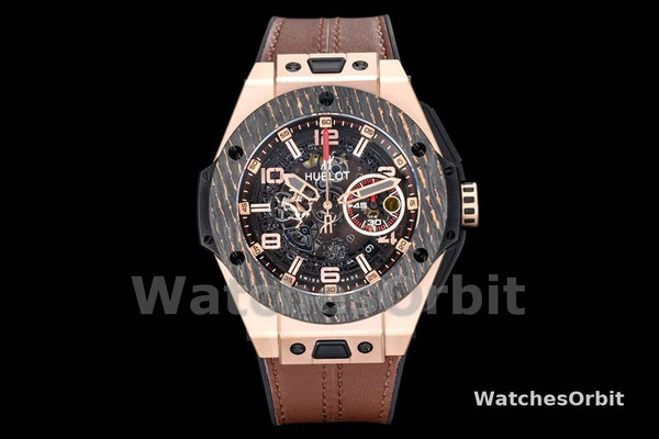 Mens Hublot Big Bang Unico Ferrari 45mm 401.NJ.0123.VR Black Skeleton Dial Replica Watch Image