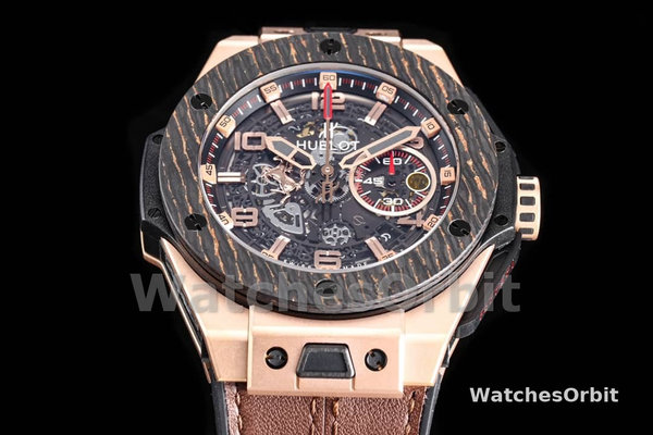 Mens Hublot Big Bang Unico Ferrari 45mm 401.NJ.0123.VR Black Skeleton Dial Replica Watch Image