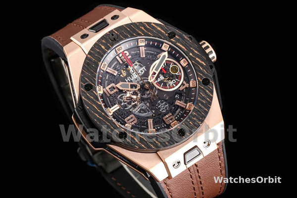 Mens Hublot Big Bang Unico Ferrari 45mm 401.NJ.0123.VR Black Skeleton Dial Replica Watch Image