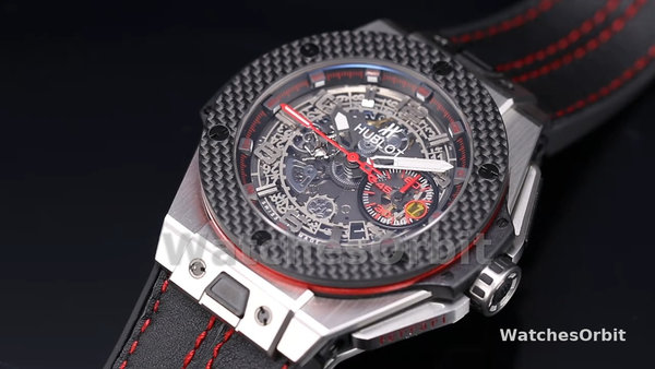 Mens Hublot Big Bang Unico Ferrari 45mm 401.NJ.0123.VR Black Skeleton Dial Replica Watch Image