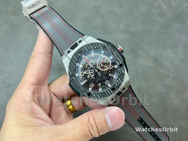 Mens Hublot Big Bang Unico Ferrari 45mm 401.NJ.0123.VR Black Skeleton Dial Replica Watch Image