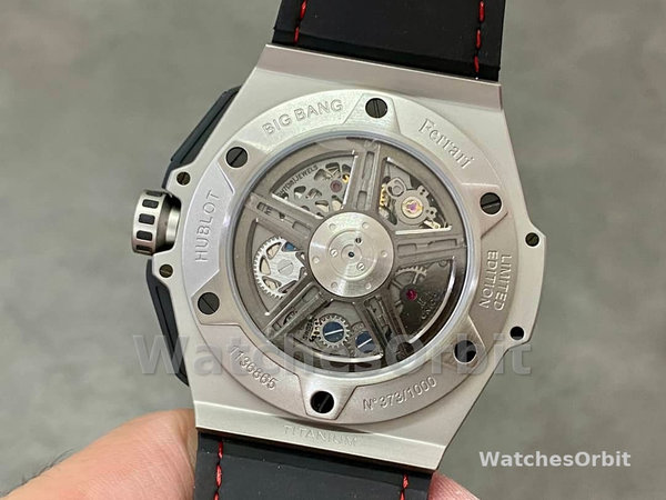 Mens Hublot Big Bang Unico Ferrari 45mm 401.NJ.0123.VR Black Skeleton Dial Replica Watch Image