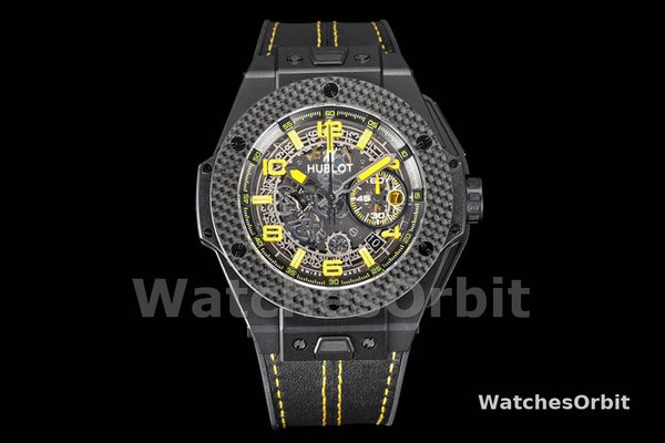 Mens Hublot Big Bang Unico Ferrari 45mm 401.NJ.0123.VR Black Skeleton Dial Replica Watch Image