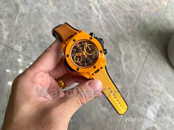 Mens Hublot Big Bang Unico Orange Ceramic 42MM 441.CU.5910.RX Skeleton Replica Image