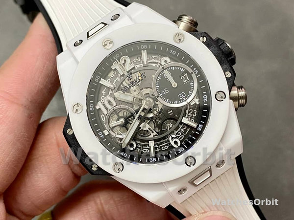Mens Hublot Big Bang Unico White Ceramic 411.HX.1171.RX Transparent Replica Watch Image