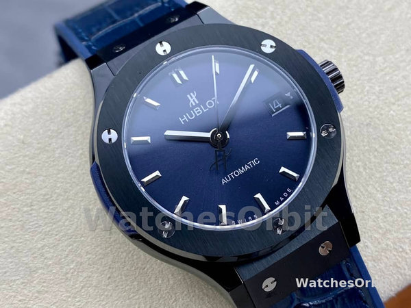Mens Hublot Classic Fusion Automatic Stainless Steel 511.CM.7170.LR Blue Replica Image