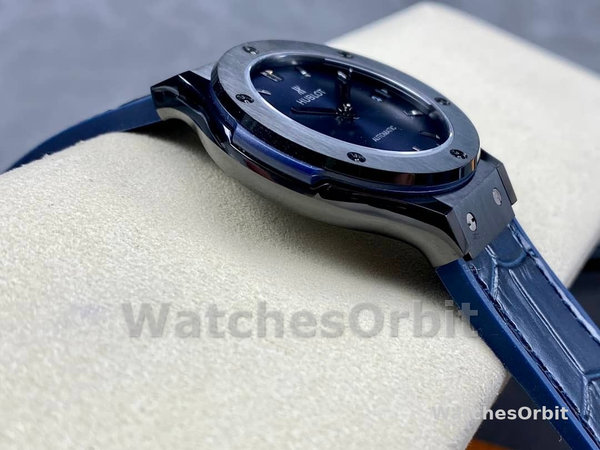 Mens Hublot Classic Fusion Automatic Stainless Steel 511.CM.7170.LR Blue Replica Image