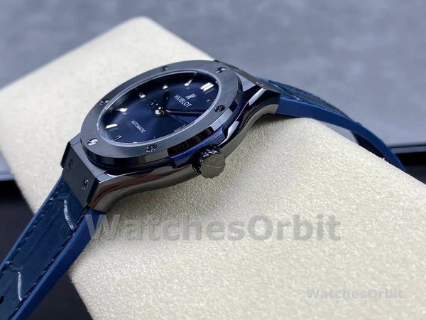 Mens Hublot Classic Fusion Automatic Stainless Steel 511.CM.7170.LR Blue Replica Image
