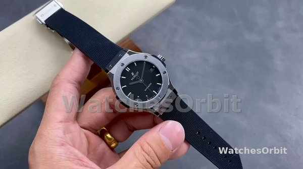 Replica Hublot Classic Fusion Automatico Uomo con cinturino in gomma 542.NX.1171.RX Quadrante nero