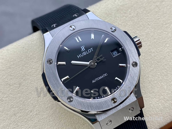 Replica Hublot Classic Fusion Automatico Uomo con cinturino in gomma 542.NX.1171.RX Quadrante nero