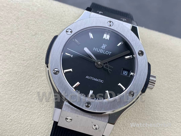 Replica Hublot Classic Fusion Automatico Uomo con cinturino in gomma 542.NX.1171.RX Quadrante nero
