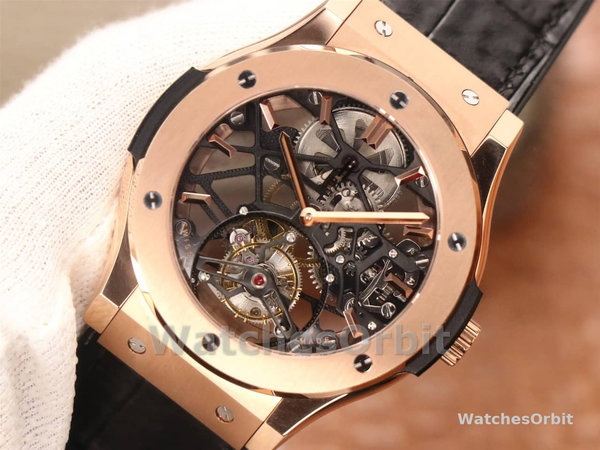 Replica Hublot Classic Fusion Skeleton Tourbillon Uomo 505.OX.0180.LR Quadrante scheletrato 45 mm