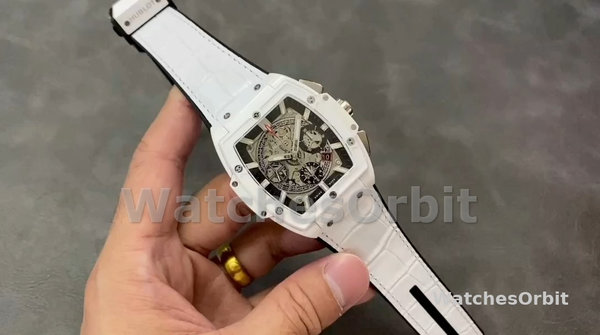 Replique Hommes Hublot Spirit of Big Bang-641.HX.0173.LR, céramique blanche, cadran squelette 42mm