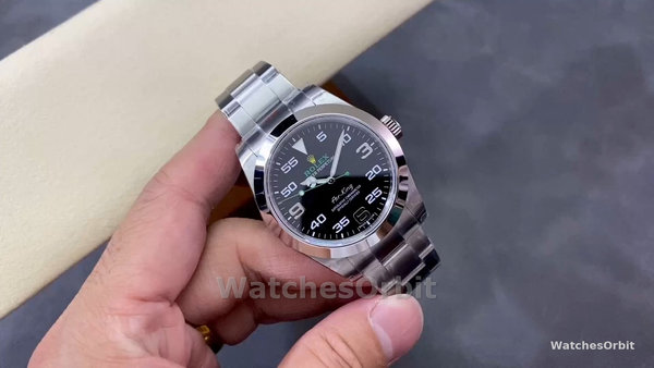 Replica Rolex Air-King 40 mm Uomo-116900-Acciaio inossidabile-Calendario arabo nero Blu
