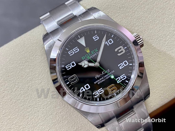 Replica Rolex Air-King 40 mm Uomo-116900-Acciaio inossidabile-Calendario arabo nero Blu