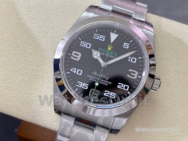 Replica Rolex Air-King 40 mm Uomo-116900-Acciaio inossidabile-Calendario arabo nero Blu