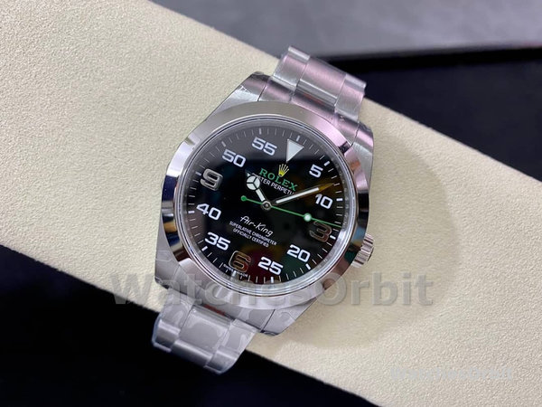 Replica Rolex Air-King 40 mm Uomo-116900-Acciaio inossidabile-Calendario arabo nero Blu