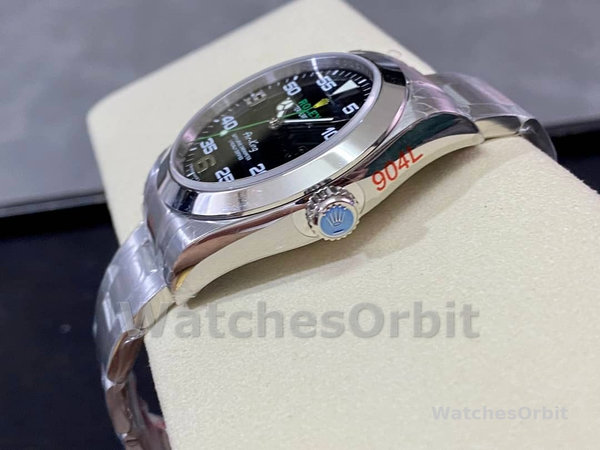 Replica Rolex Air-King 40 mm Uomo-116900-Acciaio inossidabile-Calendario arabo nero Blu