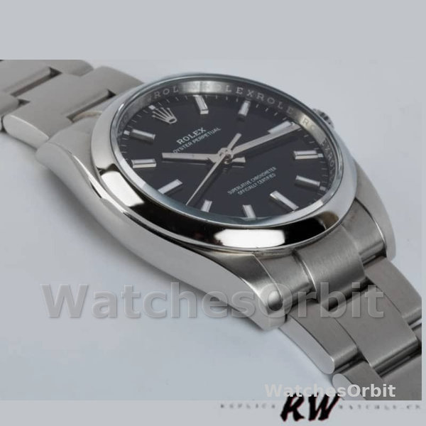 Replica Rolex Oyster Perpetual Air-King-114200, 34 mm, quadrante nero, Unisex Nero