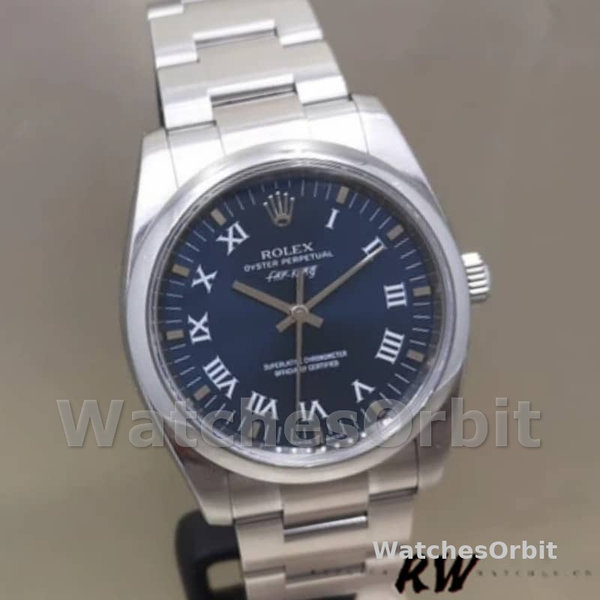 Replica Rolex Oyster Perpetual Air-King-114200 Unisex, 34 mm, quadrante blu, Unisex Blu