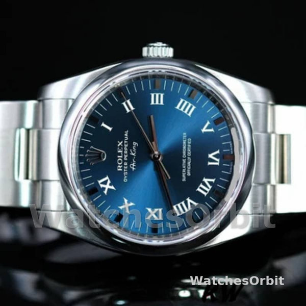 Replica Rolex Oyster Perpetual Air-King-114200 Unisex, 34 mm, quadrante blu, Unisex Blu