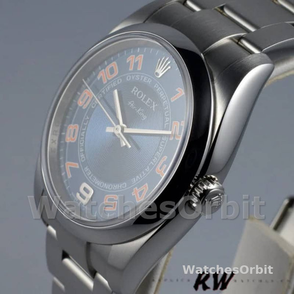 Replica Rolex Oyster Perpetual Air-King-114200 unisex, 34 mm, quadrante blu concentrico, blu concentrico unisex