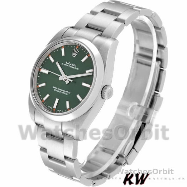 Replica Rolex Oyster Perpetual Air-King 114200-34mm, quadrante verde oliva, Unisex Verde Oliva