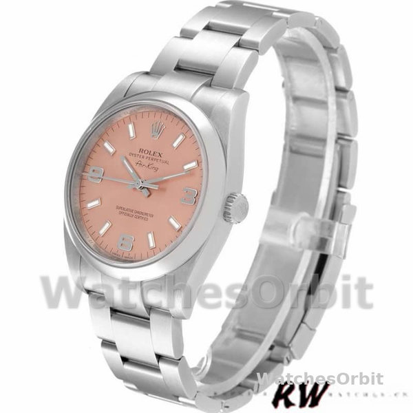 Replica Rolex Oyster Perpetual Air-King 114200-34mm, Quadrante Salmone, Unisex Salmone
