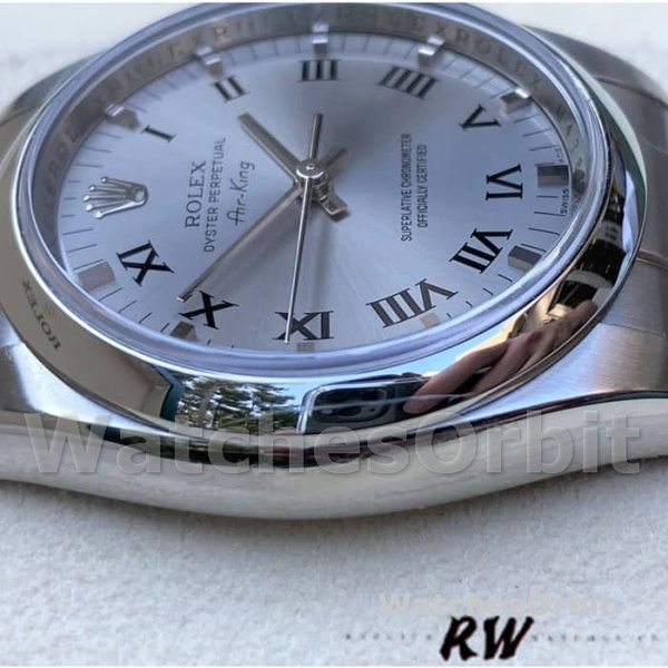 Rolex Oyster Perpetual Air-King 114200 Silver Dial 34mm Unisex replica watch