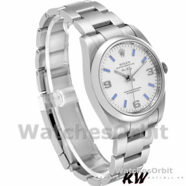 Replica Rolex Oyster Perpetual Air-King-114200 unisex, 34 mm, quadrante argento, unisex argento