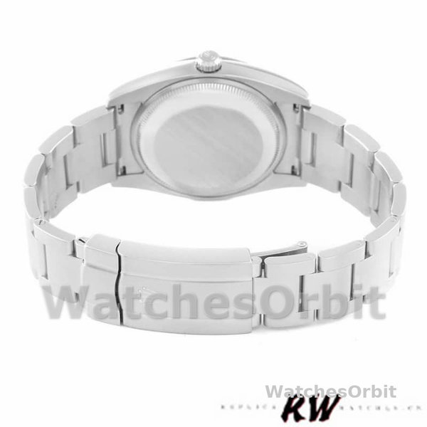 Replica Rolex Oyster Perpetual Air-King-114200 unisex, 34 mm, quadrante argento, pipistrello rosa, argento unisex