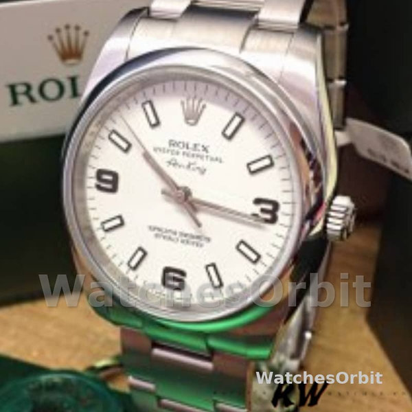 Unisex's Rolex Oyster Perpetual Air-King 34mm Unisex-114200-White Dial-Automatic Automatic:life waterproof, Swiss: 30 meters, TOP: 100 meters