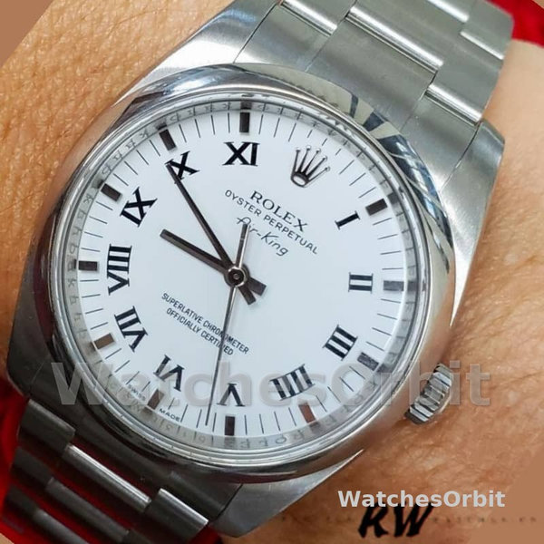 Replica Rolex Oyster Perpetual Air-King-114200 unisex, 34 mm, quadrante bianco, Unisex Bianco