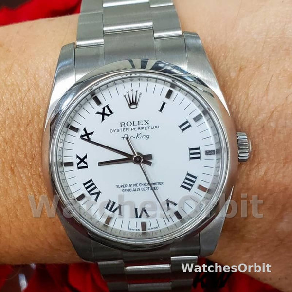 Replica Rolex Oyster Perpetual Air-King-114200 unisex, 34 mm, quadrante bianco, Unisex Bianco