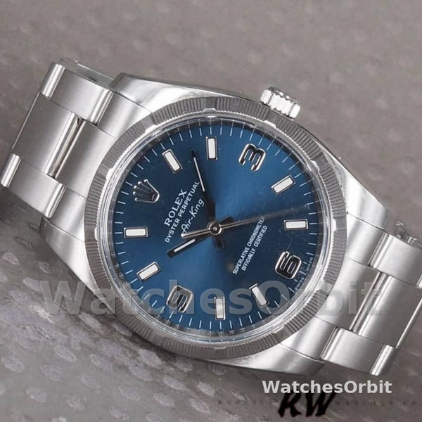 Replica Rolex Oyster Perpetual Air-King-114210 unisex, 34 mm, quadrante blu, unisex blu