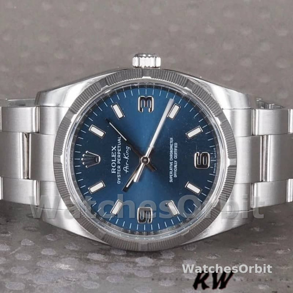 Replica Rolex Oyster Perpetual Air-King-114210 unisex, 34 mm, quadrante blu, unisex blu