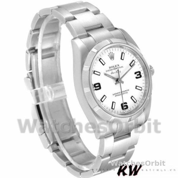 Replica Rolex Oyster Perpetual Air-King-114210 unisex, 34 mm, quadrante bianco, Unisex Bianco