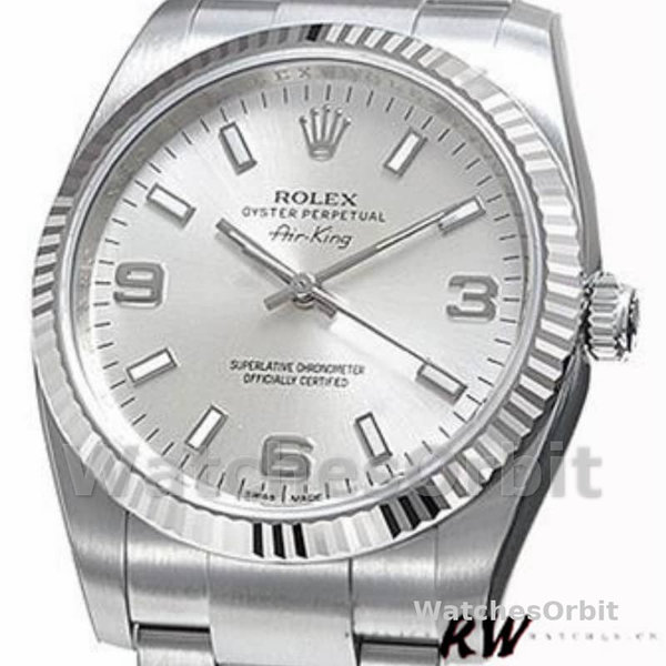 Unisex's Rolex Oyster Perpetual Air-King 34mm Unisex-114234-Silver Dial Silver